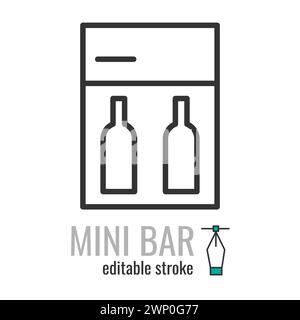 Symbol für die Linie der Minibar. Symbol für Minikühlschrank des Hotels. Minibar-Piktogramm. Minikühlschrank Schild. Vektorgrafik Illustration EPS 10. Bearbeitbare Kontur Stock Vektor