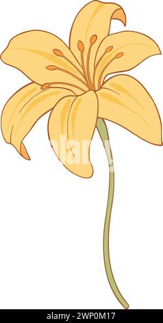 Luxuriöse Blume und Logo bunt handgezeichnet. Trendiges botanisches Element. Von Hand gezeichnete Linie hinterlässt einen Ast und blüht. Hochzeit elegante Wildblume für Stock Vektor