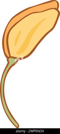 Luxuriöse Blume und Logo bunt handgezeichnet. Trendiges botanisches Element. Von Hand gezeichnete Linie hinterlässt einen Ast und blüht. Hochzeit elegante Wildblume für Stock Vektor