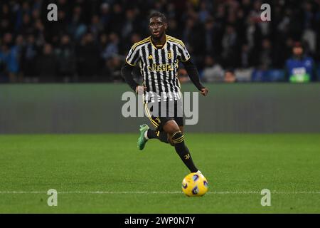 Neapel, Italien. März 2024. Samuel Iling-Junior von Juventus während des Spiels der Serie A zwischen SSC Napoli und Juventus FC im Stadio Diego Armando Marado Stockfoto