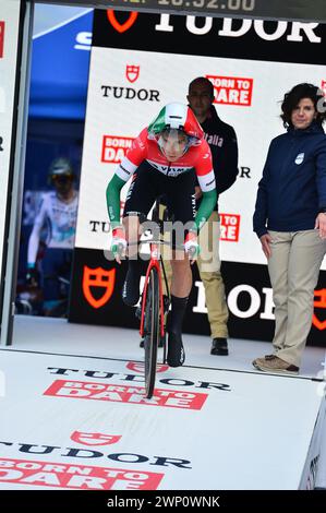 Lido Di Camaiore, Italien. März 2024. 196 HUN Attila Valtert TVL - Beginn der ersten Phase des Zeitfahrens während Phase 1 - Lido di Camaiore-Lido di Camaiore, Radfahren Tirreno Adriatico Rennen in Lido di Camaiore, Italien, 04. März 2024 Credit: Unabhängige Fotoagentur/Alamy Live News Stockfoto