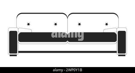 Minimalistisches Sofa, schwarz-weiß, 2D-Linie, Cartoon-Objekt Stock Vektor