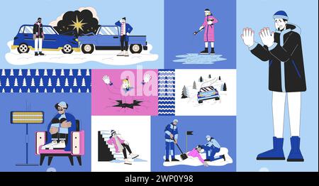 Illustrationsset „Winter Hazards bento“ Stock Vektor