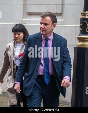 London, England, Großbritannien. März 2024. Handelsminister GREG HANDS wird nach der morgendlichen Medienrunde in Westminster gesehen. (Kreditbild: © Tayfun Salci/ZUMA Press Wire) NUR REDAKTIONELLE VERWENDUNG! Nicht für kommerzielle ZWECKE! Quelle: ZUMA Press, Inc./Alamy Live News Stockfoto