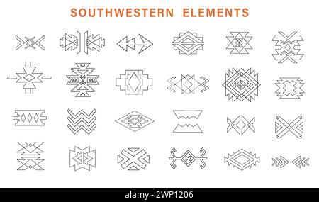 Azteken Navajo Tribal Shapes Setzen Südwestliches Symbol Stock Vektor