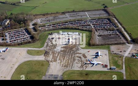 Aus der Vogelperspektive auf das östliche Ende des Leeds Bradford Airport Stockfoto