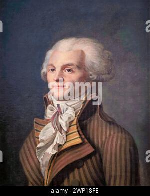 Maximilien Robespierre (1758–1794), französischer Rechtsanwalt und Staatsmann, umstrittene Figur der Französischen Revolution, Porträtmalerei in Öl auf Leinwand, um 1790 Stockfoto