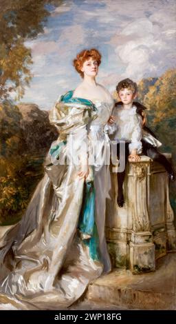 Frances Evelyn Daisy Greville, Countess of Warwick (geborene Maynard, 1861–1938), britische Sozialistin und Philanthropin und ihr Sohn Maynard Greville (1898–1960). Portraitgemälde in Öl auf Leinwand von John Singer Sargent, 1905 Stockfoto