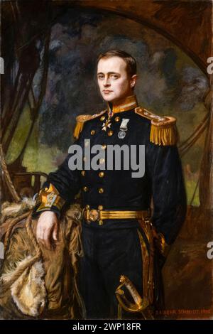 Robert Falcon Scott (1868–1912) (Captain Scott), Royal Navy Officer und British Explorer, Porträtgemälde in Öl auf Leinwand von Daniel A Wehrschmidt, 1905 Stockfoto