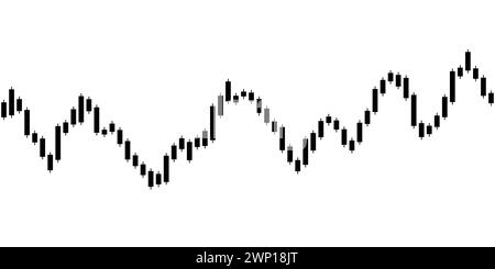 Börsendiagramm. Nahtloses Handelsdiagramm. Sich wiederholender Schwarzkerzen-Forex-Markt isoliert auf weißem Hintergrund. Wiederholte Investition in Kerzenhalter Stock Vektor