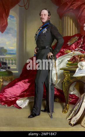 Prinz Albert von Sachsen-Coburg und Gotha (1819-1861) Gemahlin des britischen Monarchen 1840-1861, Portraitgemälde in Öl auf Leinwand von Frans Xaver Winterhalter, 1859 Stockfoto