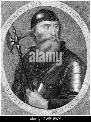 Robert I. von Schottland (1274–1329), bekannt als Robert the Bruce, König der Schotten 1306–1329, Porträtstich von Edward Harding nach Jamesson, 1797 Stockfoto