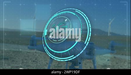 Bild von 6g-Text über Datenverarbeitung und Drohne Stockfoto