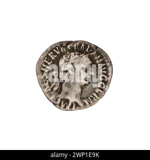 Denar; 98-99 (98-00-00-99-00-00); PAX (Personifizierung), Trajan (römischer Kaiser - 53-117) - Ikonographie, Nein Stockfoto