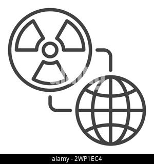 Erdkugel und Kernbombe im Weltraum Vektorkonzept dünne Linie Symbol oder Symbol Stock Vektor