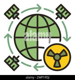 Nuklearwaffen im Weltraum und Satelliten Vektorkonzept farbiges Symbol oder Designelement Stock Vektor