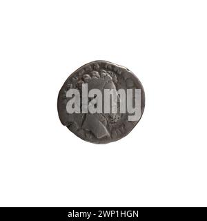 Dieser Denar aus dem Jahr 156-157 stellt Antoninus Pius und Marcus Aurelius dar und zeigt römische Silberprägungen aus dem 2. Jahrhundert, kaiserliche Bilder und monetäre Verwendung. Stockfoto