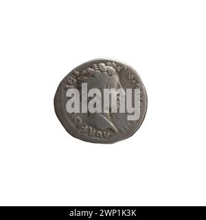 Denar, ausgestellt 156-157 n. Chr. unter Antoninus Pius und Marcus Aurelius, mit kaiserlichen Porträts und römischen Inschriften auf Silberprägungen. Stockfoto