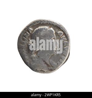 Silberdenar, ausgestellt zwischen 161-176 mit Marcus Aurelius, römischer Kaiser (161–180) und Kaiserin Faustina M. Osza (161–176). Stockfoto