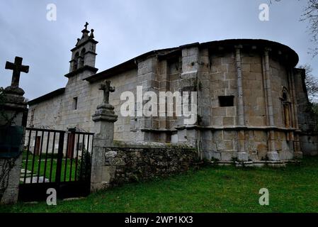 Klosterkirche Santa Maria de Castro de Rei de Lemos, Paradela, Lugo, Spanien Stockfoto