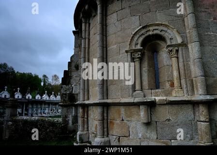 Klosterkirche Santa Maria de Castro de Rei de Lemos, Paradela, Lugo, Spanien Stockfoto