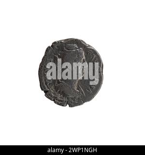 Silberdenar von 141, ausgestellt unter Antoninus Pius und Faustina dem Älteren, mit kaiserlichen Porträts und Inschriften auf römischen Prägungen. Stockfoto