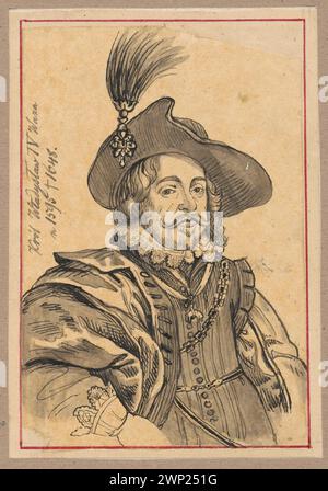 Sitzendes Porträt von König Władysław IV. Vasa (1595–1648) nach Peter Paul Rubens, gemalt von Aleksander Lesser, Teil polnischer Sammlungen, mit königlicher Ikonographie, niederländischem Einfluss und männlichem Porträt. Stockfoto