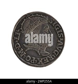 Die Litauische Trojak-Münze wurde 1547 während der Regierungszeit von Zygmunt II. August, König von Polen (1544–1572), ausgegeben. Stockfoto