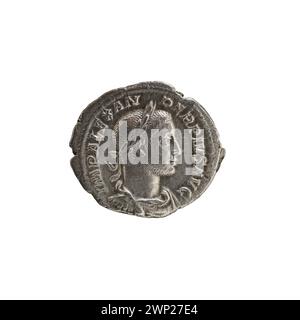 Silberdenar-Münze, geprägt im Jahre 231, als Währung im Römischen Reich während der Herrschaft von Alexander Severus. Stockfoto