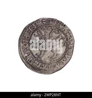 Penny; W ADYSW II JAGIELLO 1471-1516 (1471-00-00-1516-00); Gottes Lamm (iconogr.), Jan (Heiliger), Tschechisches Königreich (Wappen), Potocki, Andrzej (1861-1908), tschechischer Löwe, der nach links geht (iconogr.), Löwen, Stadtmünzen, Schutzpatron von Wrocław Stockfoto