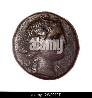 Braune Münze; Pantikapaion; Ende II-PO. 1. Jahrhundert v. Chr. (-110-00-00--46-00-00); Dionysos (mitol. Iconogr.), Łuki (Armee) Stockfoto