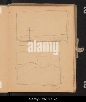 Zwei Skizzen von Ferdynand Ruszczyc aus den Jahren 1901–1902, die Straßenkreuze in Vilnius zeigen, die Teil der historischen Landschaft und der religiösen Studien sind. Stockfoto