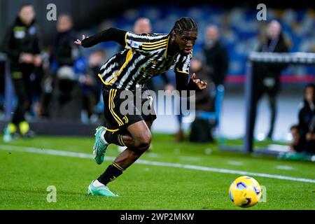 Neapel, Italien. März 2024. Samuel Iling-Junior von Juventus FC während des Spiels zwischen SSC Napoli und Juventus FC im Stadio Diego Armando Maradona am 3. März 2024 in Neapel Credit: Giuseppe Maffia/Alamy Live News Stockfoto