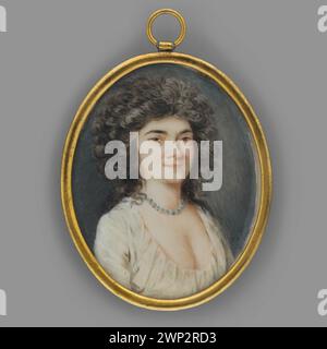Das Porträt einer Frau von Gustav Taubert aus dem Jahr 1797 zeigt sie in Schmuck und Dreiviertelpose und hebt weibliche Porträts und polnische Miniaturtradition hervor. Stockfoto