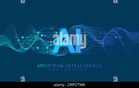 Künstliche Intelligenz und Machine Learning Vektor-Symbol. Design der Wireless-Technologie für künstliche Intelligenz. Neuronale Netze und modern Stock Vektor