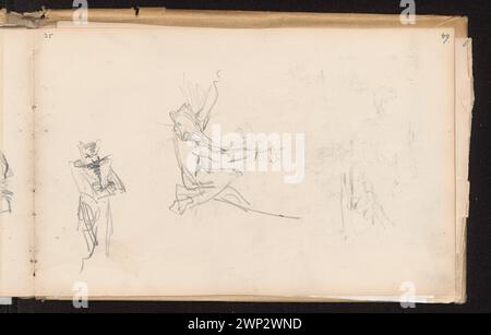 1884 Skizzen von Anna Bili Ska-Bohdanowiczowa über Mephista und Henker, darunter eine stehende Figur. Teil der Sammlung von Wanda Renault und zur Konservierung gekauft. Stockfoto