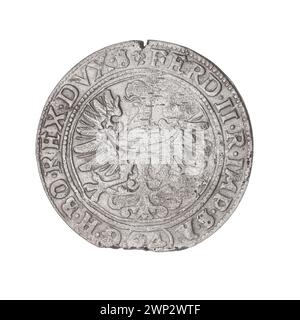 24 Krajcary; Ferdinand II. (Römisch-deutscher Kaiser; 1619-1637), Kirchner, Samuel (FL. 1621-1622); 1621 (1621-00-00-1621-00); Wacław (St.), SK-Buchstaben, Stadtmünzen, Schlesischer Adler (iconogr.), Büste, Männerbüste, männliche Büste in Rüstung, Büste im Mythos des Prinzen, Büste von St. Wacława, Wimpel, Speer Wimpel, Samuel Kirchners Unterschrift, Speere Stockfoto