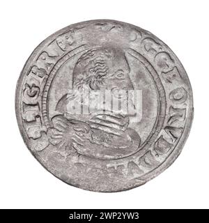 24 Krajcary; Jerzy Rudolf (KSI Legnica-Brzeski; 1595-1653); 1622 (1622-00-1622-00); Jerzy Rudolf (Prinz Legnica - 1595-1653), Jerzy Rudolf (Prinz Legnica - 1595-1653) - Ikonographie, Piastowie (Familie), dar (Provenienz), Brestry Fürstentum Legnica (Wappen, Fürstentum Legeskie, Portraits vierspuriges Wappen, Schilde, Wappen, Wappen unter der Mitte des Prinzen Stockfoto