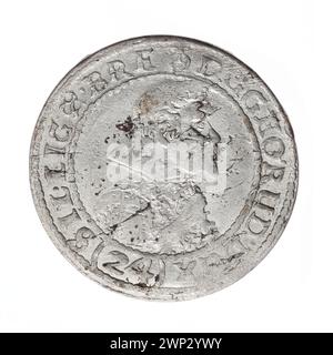 24 Krajcary; Jerzy Rudolf (KSI Legnica-Brzeski; 1595-1653); 1623 (1623-00-1623-00); Jerzy Rudolf (Prinz Legnica - 1595-1653), Jerzy Rudolf (Prinz Legnica - 1595-1653) – Ikonographie, Piastów (Familie), Herzogtum Brest (Wappen), das Herzogtum Legnica -Brzeskie (Porträts, Waffendarstellung, Paradna) vierspuriges Wappen, Schilde, Wappen, Wappen unter der Mitte des Prinzen Stockfoto