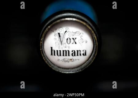 Stoppknopf eines Pumporgans mit der Bezeichnung Vox humana Stockfoto