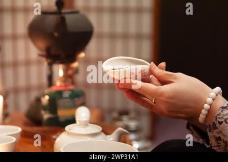 Verschwommener Hintergrund - japanische Teeparty Stockfoto