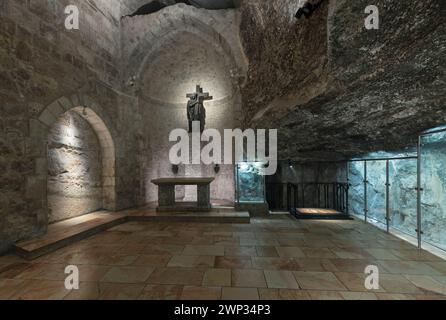 Grotte des Heiligen Kreuzes, Grabeskirche, Jerusalem, Israel Stockfoto