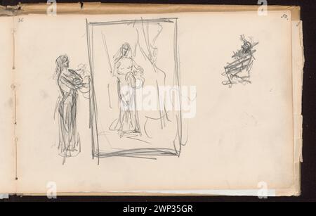 1884 Skizzen einer stehenden Frau von Anna Bili Ska-Bohdanowiczowa, die in die Sammlung von Wanda Renault aufgenommen und gekauft wurden und weibliche Figurenstudien hervorheben. Stockfoto
