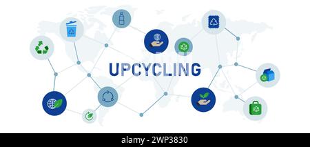 Icon Upcycling zur Wiederverwendung von Material Recycling Umwelt Umweltschutz Umweltschutz Null Abfall Stock Vektor
