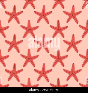 Seesterne nahtloses Muster. Trendiges Sternenmuster zum Einpacken von Papier, Tapeten, Aufklebern, Notizbucheinband. Stock Vektor
