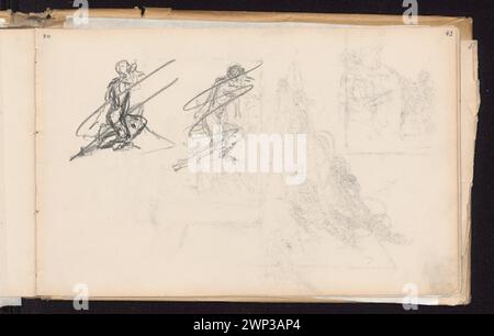 Figuralskizzen aus der Sammlung Wanda Renault, darunter sitzende Postenkompositionen auf Verso; illustriert Figurenstudien und kompositorische Arrangements von Anna Bili Ska-Bohdanowiczowa. Stockfoto