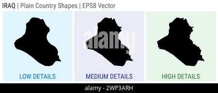 Republik Irak - einfache Landform. Niedrige, mittlere und hohe Detailkarten der Republik Irak. EPS8 Vektordarstellung. Stock Vektor