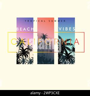 Kalifornien Sommer Strand Vibes typographischer Verlauf tropische Palme Vektor Illustration für T-Shirt Druck Grafik Design Vektor Stock Vektor