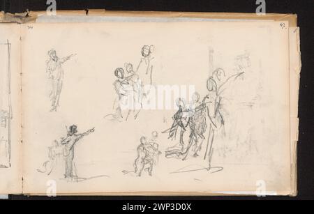 1884 Figurenskizzen von Anna Bili Ska-Bohdanowiczowa, die einen feuernden Mann zeigen, Teil der Sammlung von Wanda Renault. Das Werk stellt Genre-Szenen dar und wurde durch Kauf erworben. Stockfoto