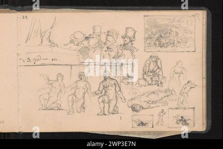 Eine Sammlung von Skizzen von Anna Bili Ska-Bohdanowiczowa aus dem Jahr 1882 im Louvre, die figürliche Kompositionen und Akte darstellen, mit Notizen für malerische Arrangements, gesammelt von Wanda Renault. Stockfoto